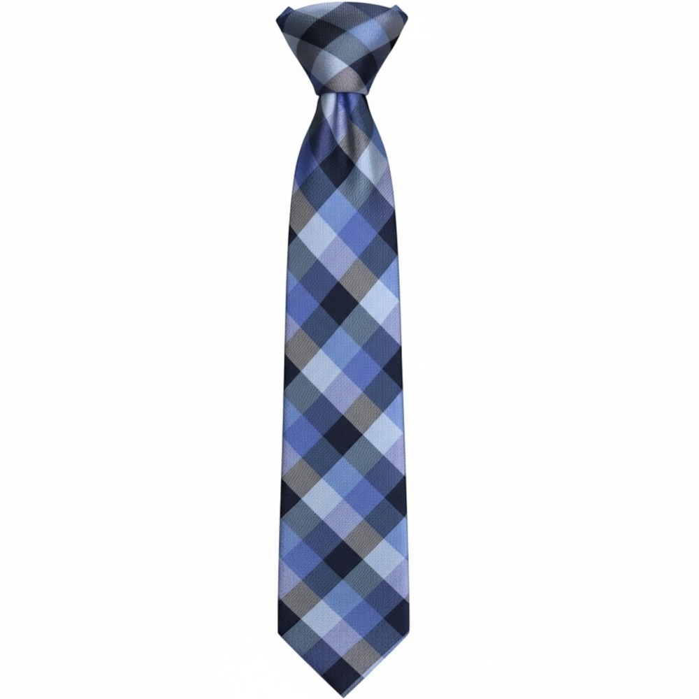 Tommy Hilfiger Silk Necktie Mens OS Blue Plaid Preppy Gingham Ivy League Classic